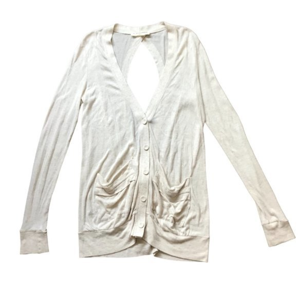 Pilcro and The Letterpress‎ Rayon, Linen Open Back Button Front Cardigan Small